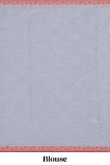 Grey floral design kovai cotton saree with contrast border and matching blouse