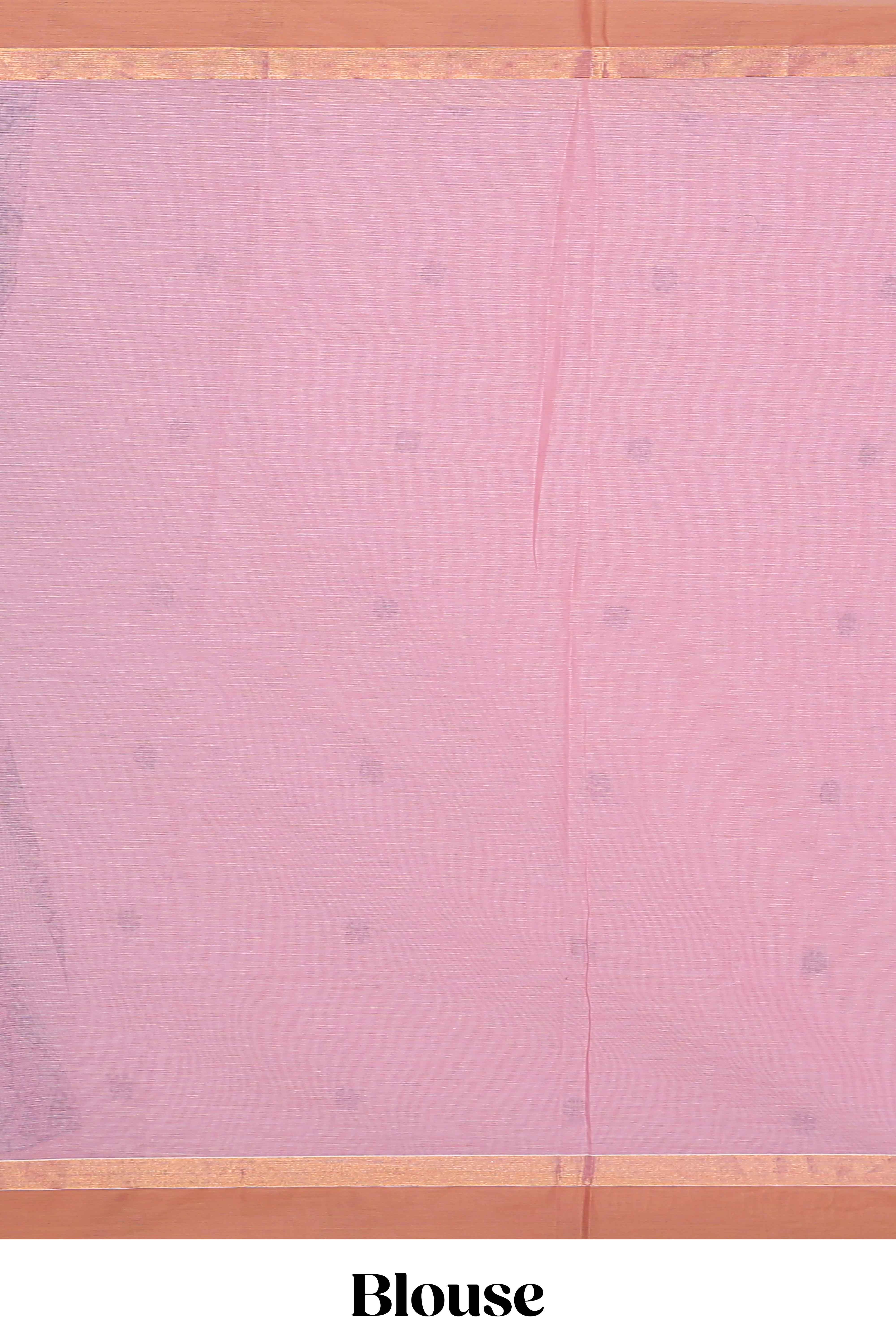 Pink butta design kovai cotton saree with contrast border and matching blouse