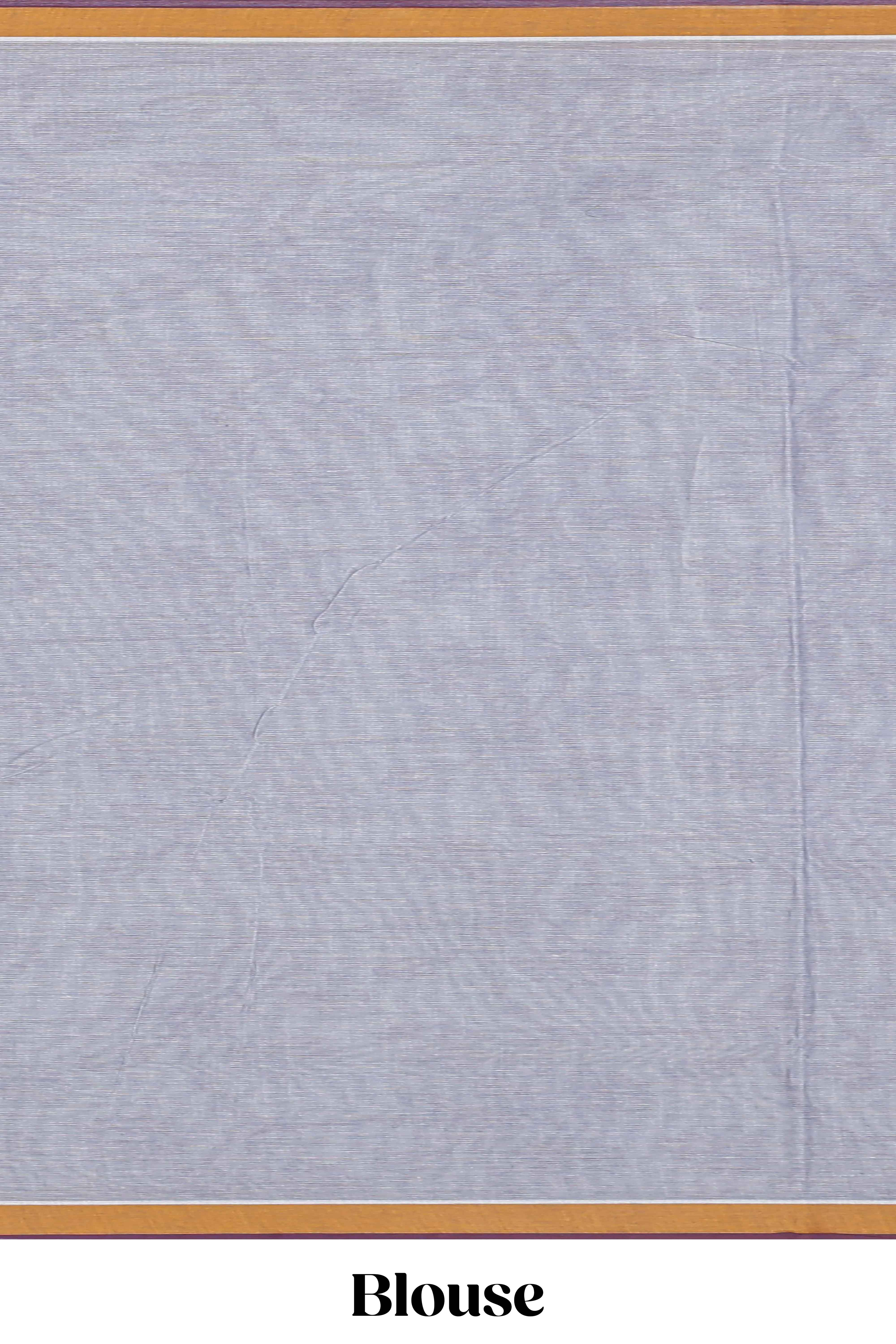 Grey shade floral design kovai cotton saree with contrast border and matching blouse