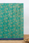 Green shade floral design kovai cotton saree with contrast border and matching blouse