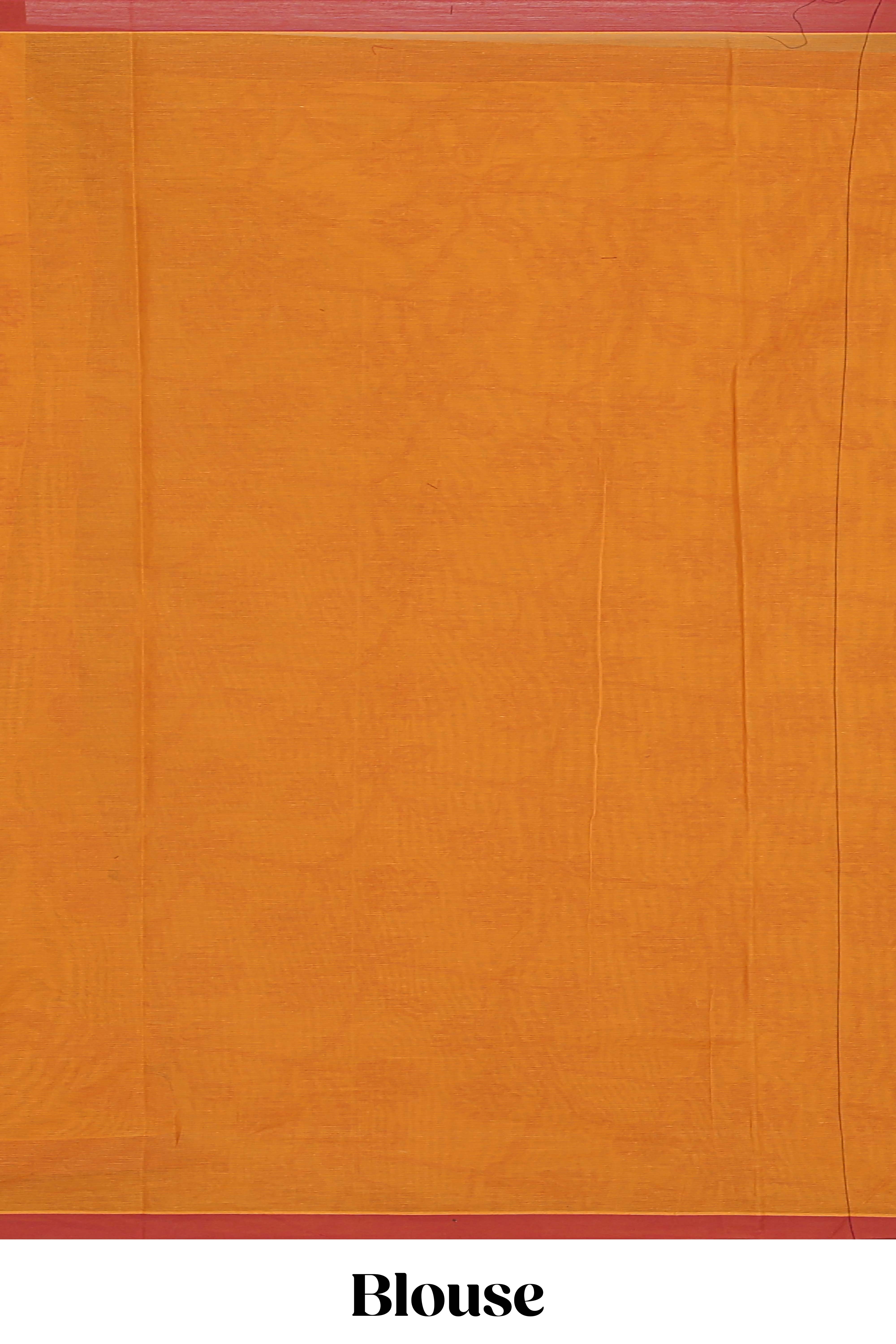 Orange color floral designedkovai cotton saree with contrast border and matching blouse