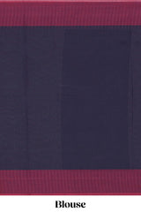 Navy blue geometric striped kovai cotton saree with contrast border and matching blouse