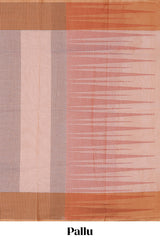 Blush pink geometric striped kovai cotton saree with contrast border and matching blouse
