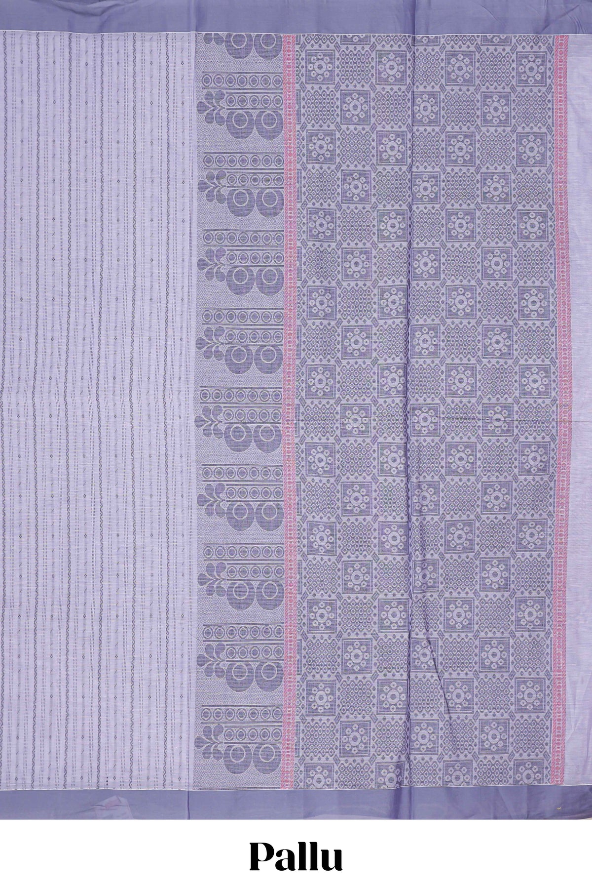 Lavender striped kovai cotton saree with contrast border and matching blouse