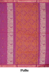 Rich magenta butta designed kovai cotton saree with self border and matching blouse