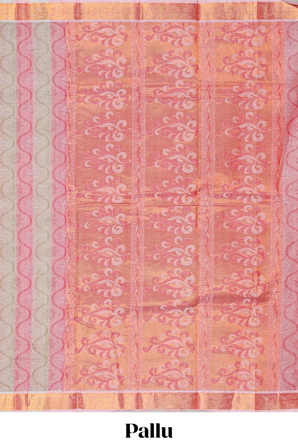 Pink and mint green floral designed kovai cotton saree with self border and matching blouse