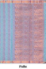 Lavender and blue floral designed kovai cotton saree with self border and matching blouse