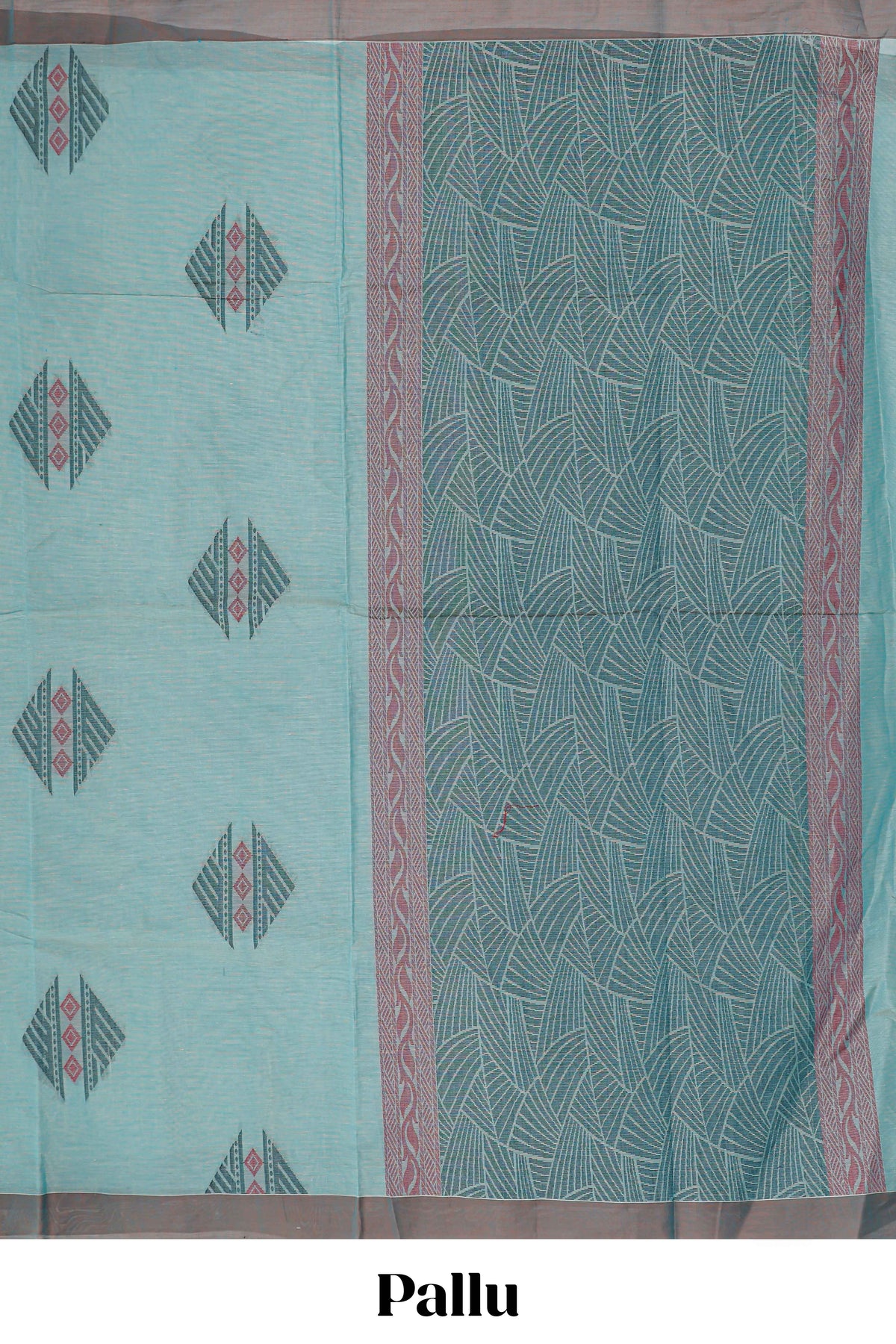Blue geometric designed kovai cotton saree with contrast border and matching blouse