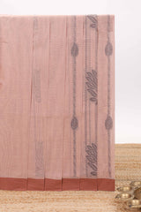 Dusty peach floral designed kovai cotton saree with contrast border and blouse