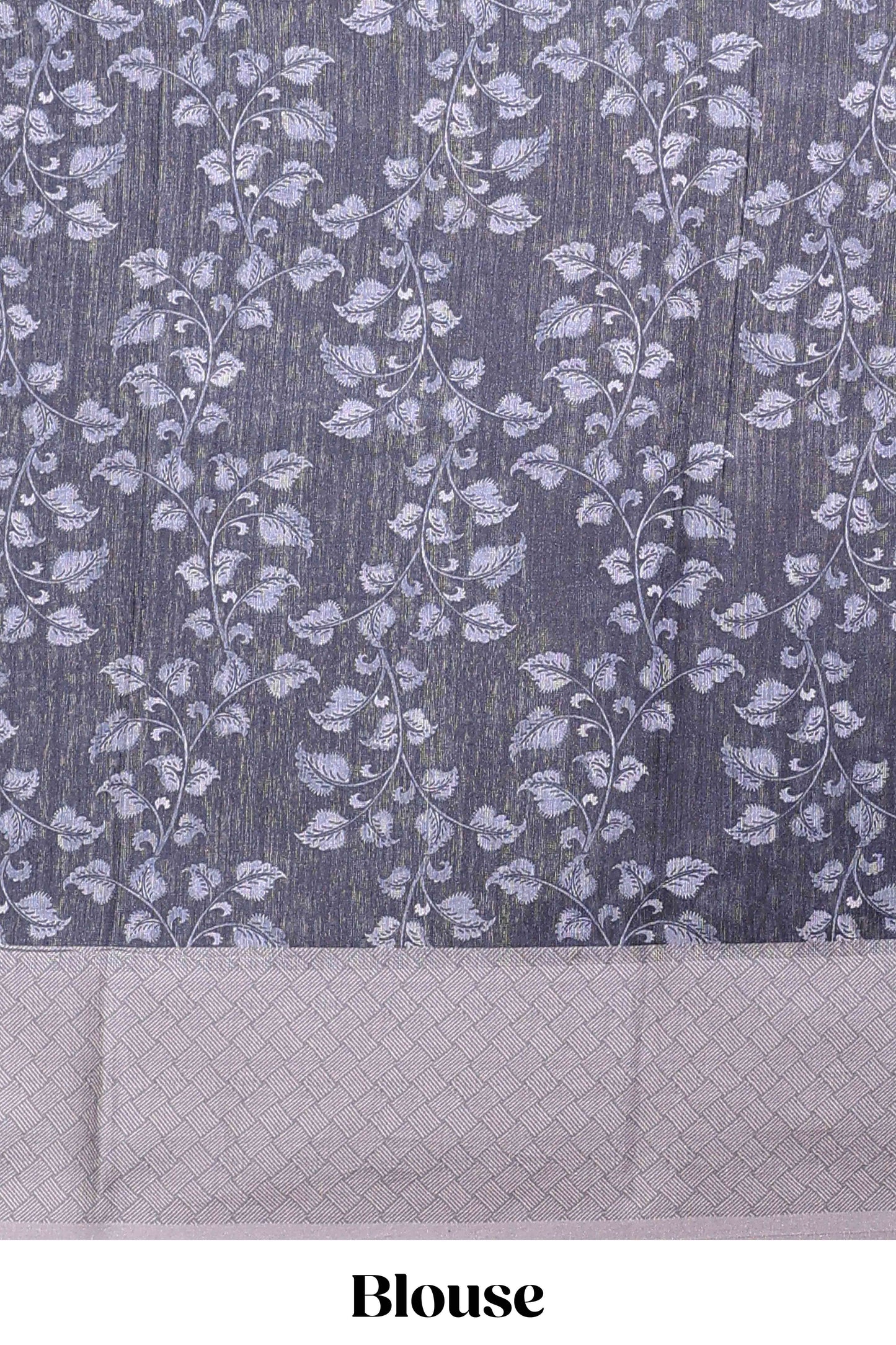 Black floral and peacock design linen cotton saree with contrast border and printed blouse