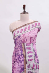 Pink shibori style classical dance muthirai design linen cotton saree with contrast border and blouse