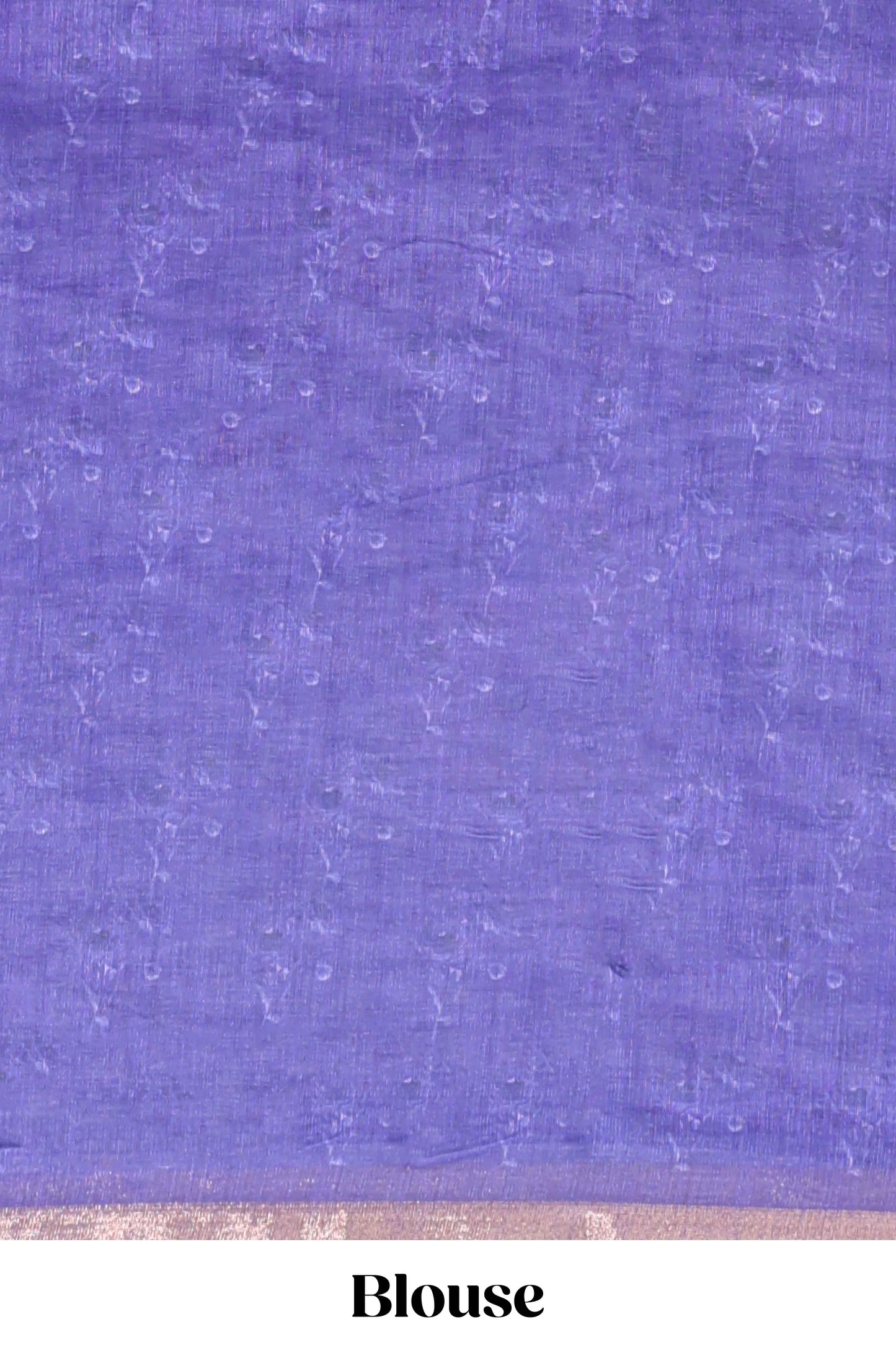 Violet checked floral design linen cotton saree with self zari border and printed blouse