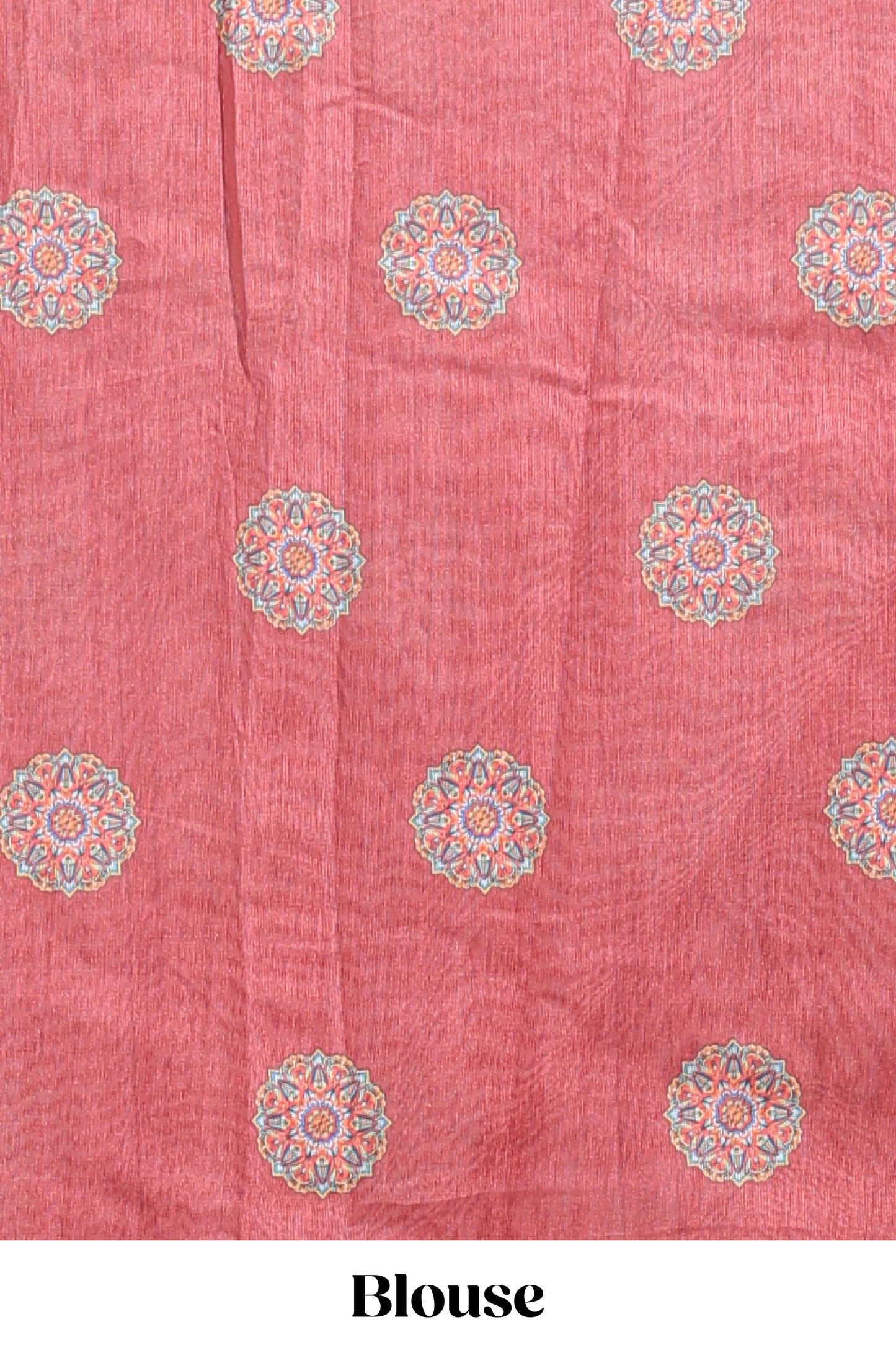 Peach mandala madhubani design linen cotton saree with self zari border and matching blouse