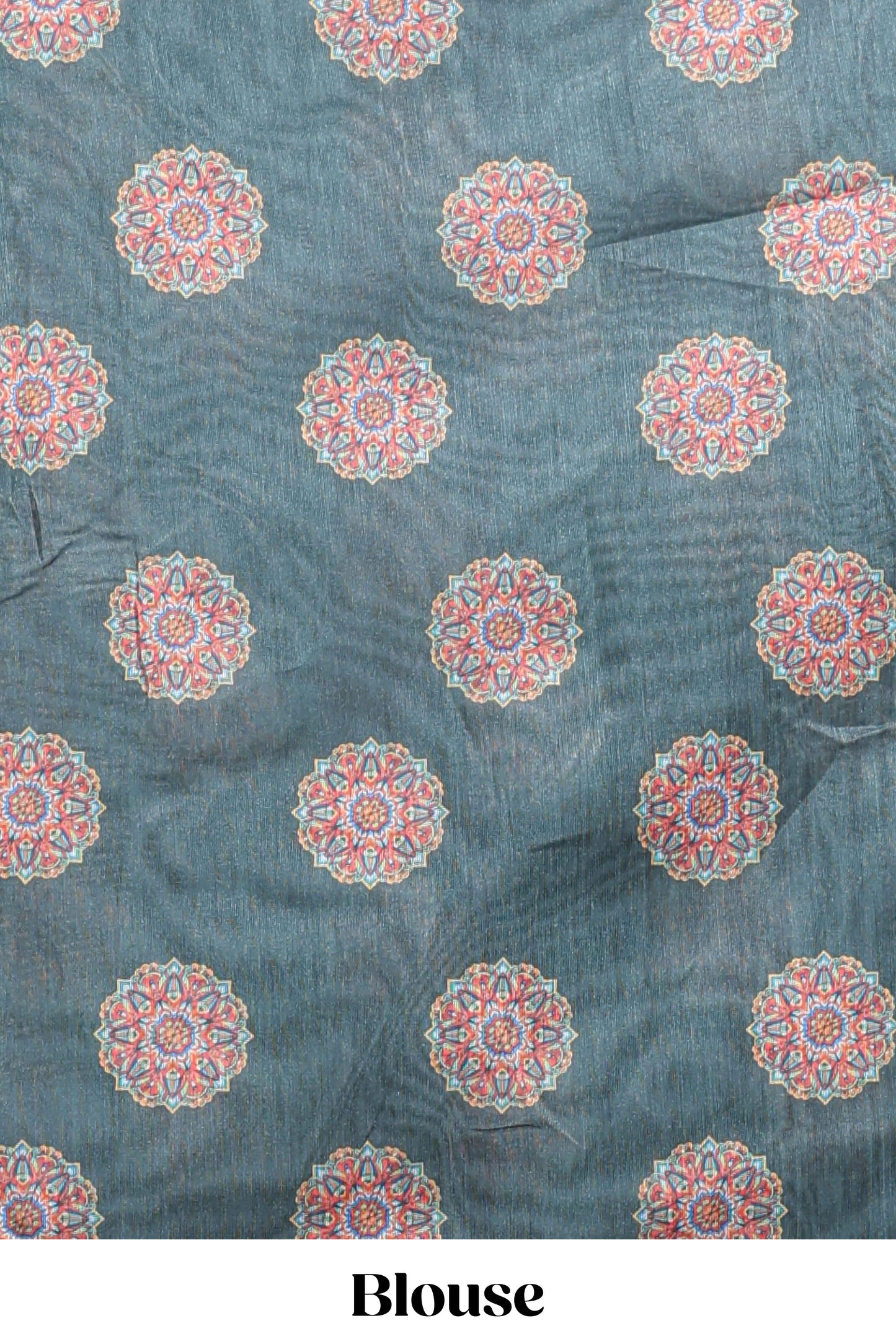 Green mandala madhubani design linen cotton saree with self zari border and matching blouse