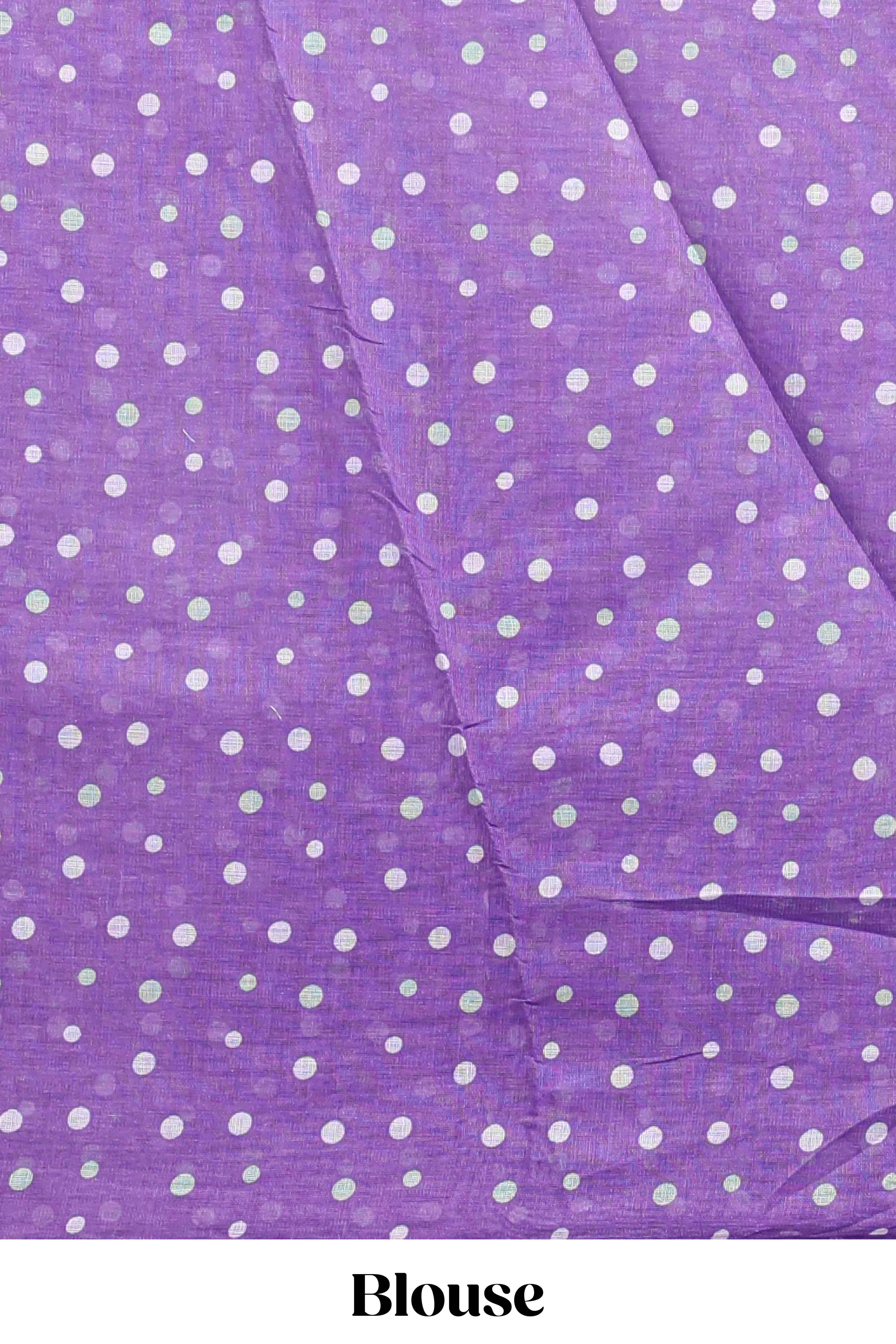 Lavender winter themed linen cotton saree with self border and matching blouse
