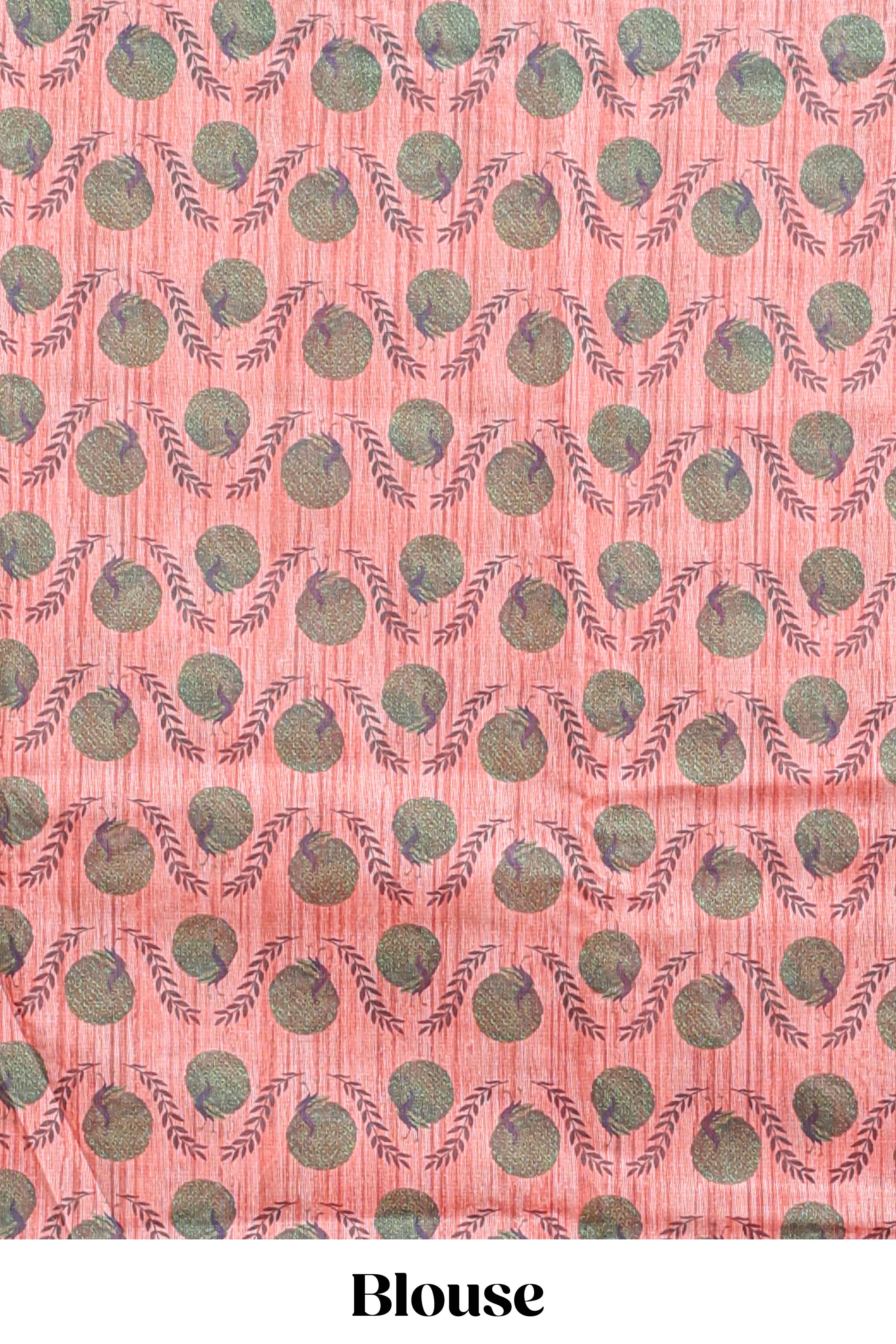 Orange striped digital print linen cotton saree with contrast border and floral design pallu