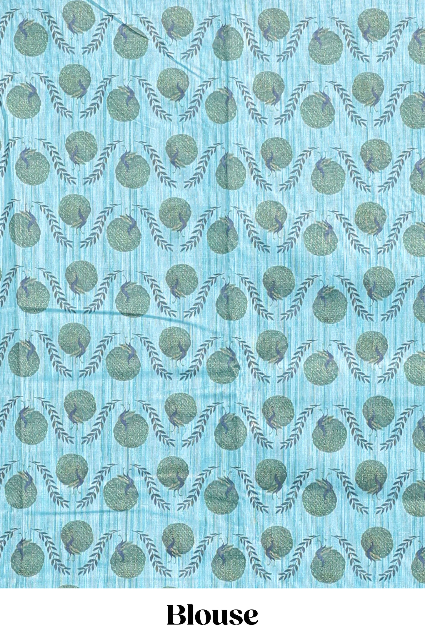 Turquoise blue striped digital print linen cotton saree with contrast border and floral design pallu