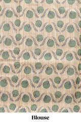 Mustard striped digital print linen cotton saree with contrast border and floral design pallu