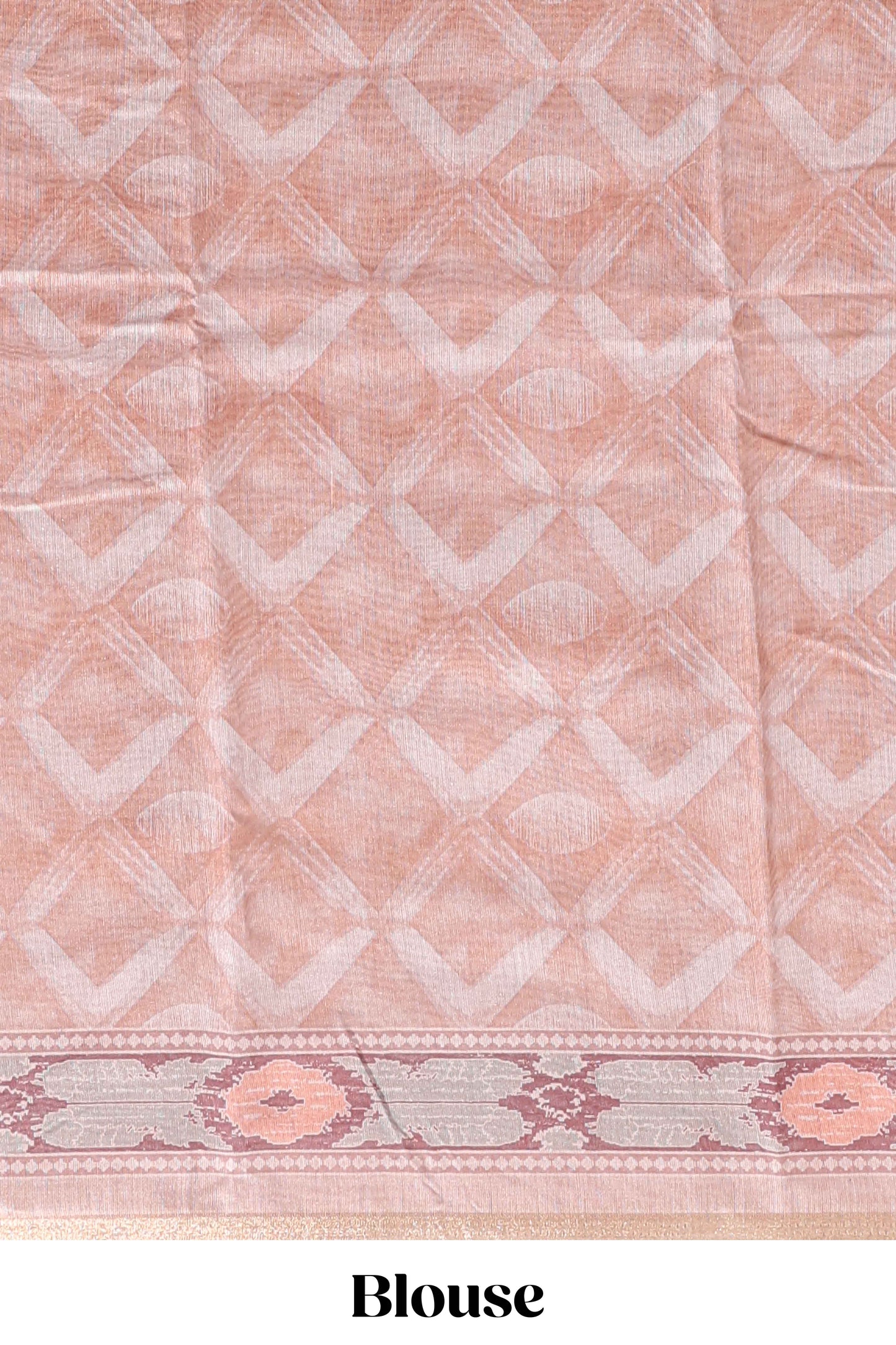 Brown geometric digital print linen cotton saree with self zari border and matching blouse