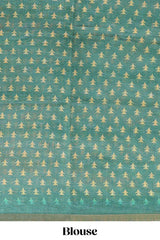 White tie & dye striped linen cotton saree with contrast zari border and printed blouse