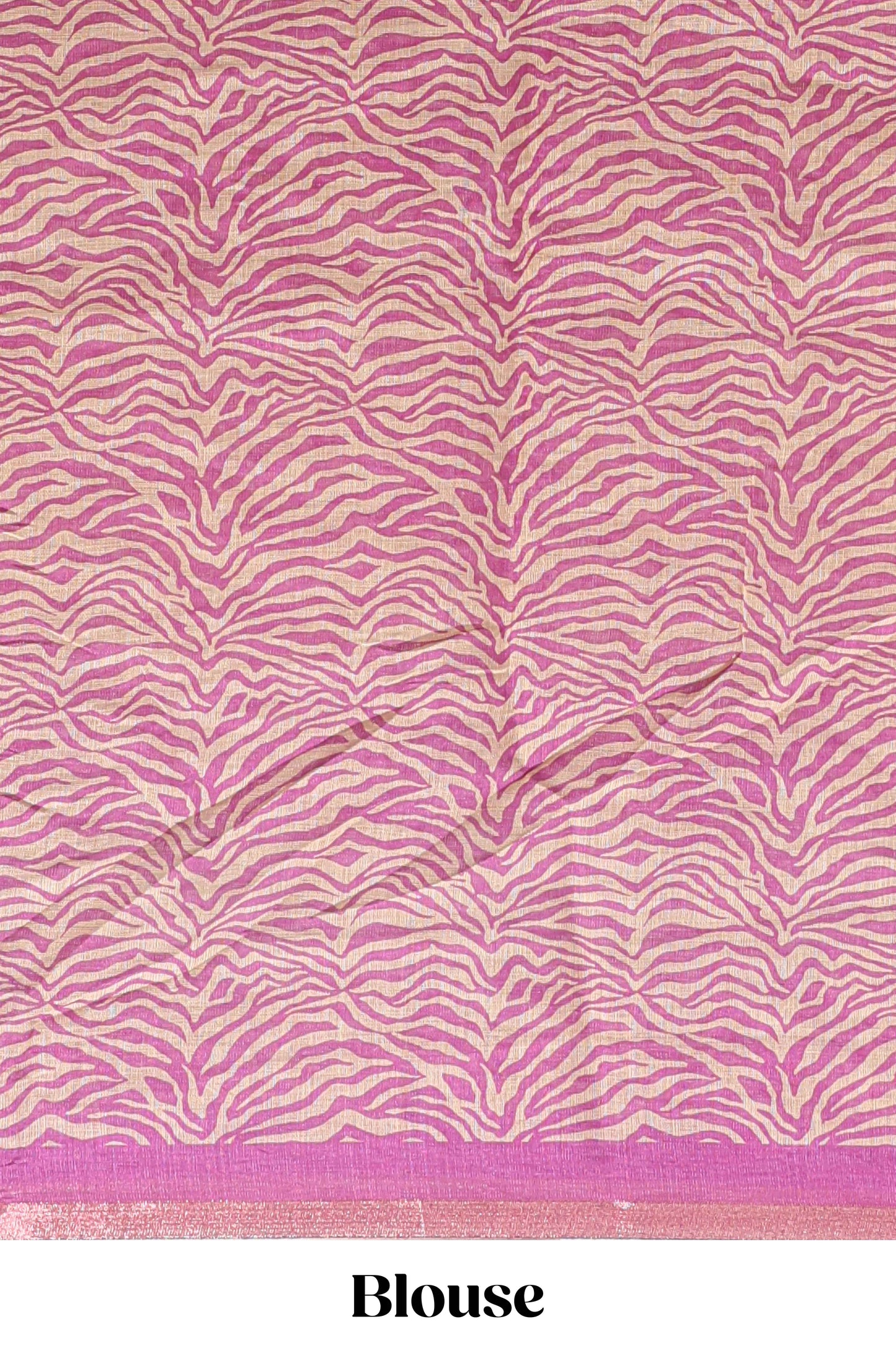 Pink pichwai cow prints & Zebra inspired pattern linen cotton saree with self zari border and matching blouse