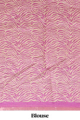 Pink pichwai cow prints & Zebra inspired pattern linen cotton saree with self zari border and matching blouse