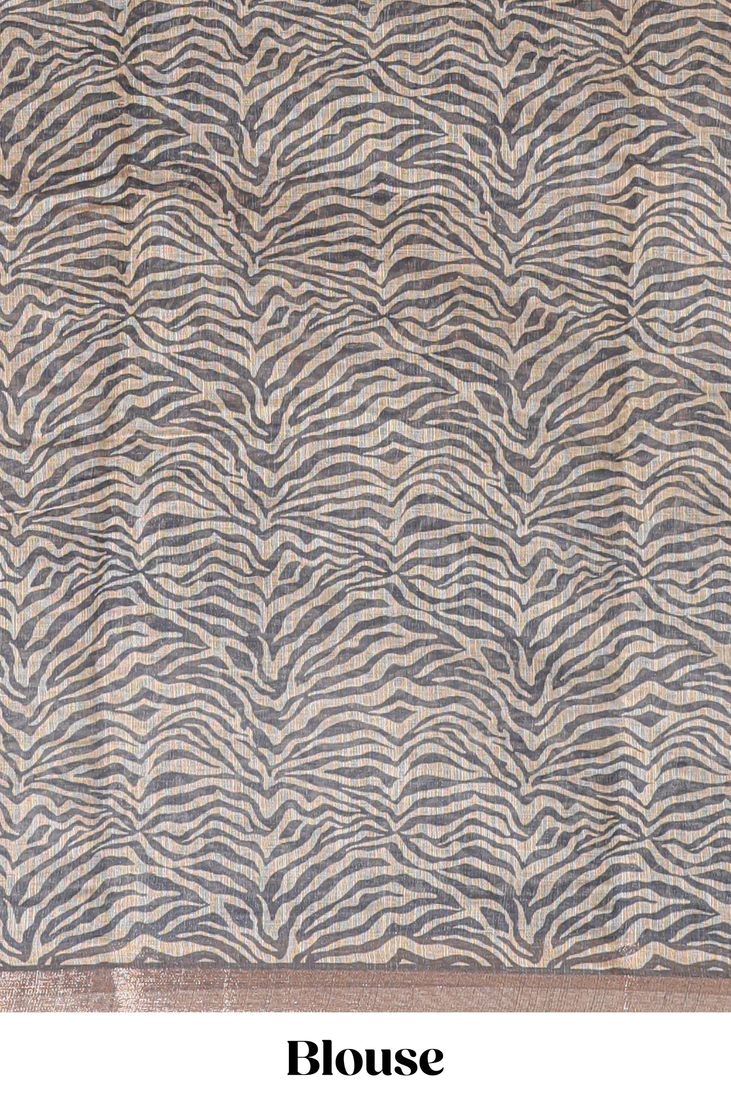 Grey pichwai cow prints & Zebra inspired pattern linen cotton saree with self zari border and matching blouse