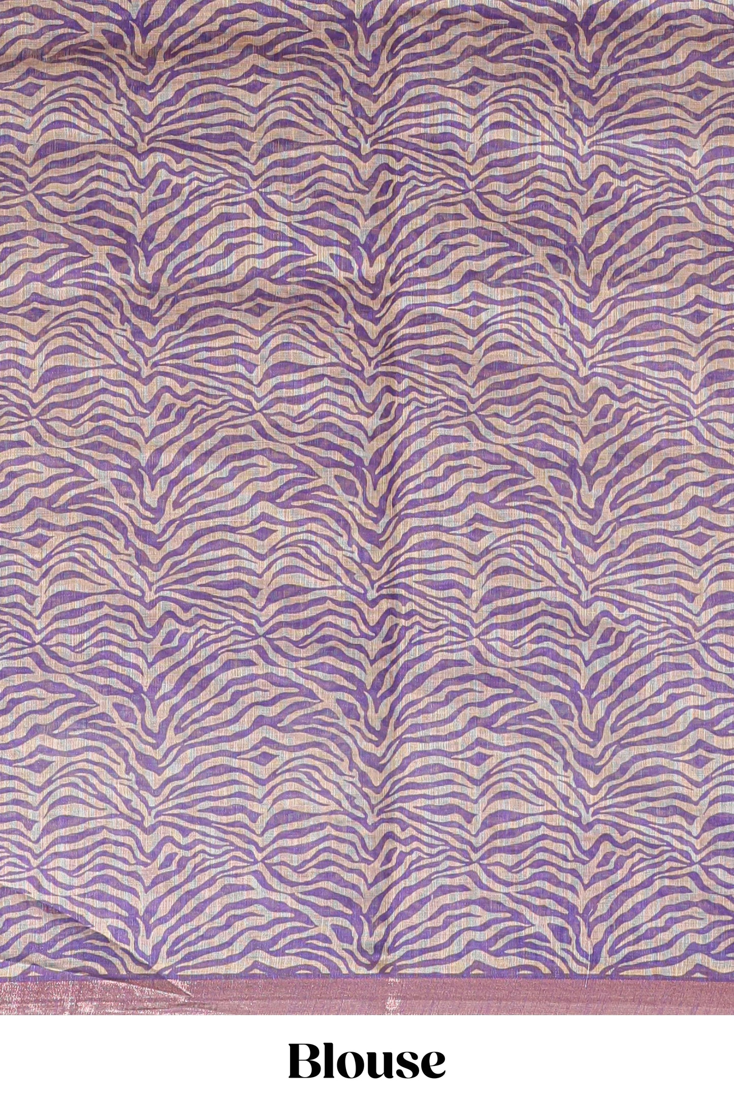 Violet pichwai cow prints & Zebra inspired pattern linen cotton saree with self zari border and matching blouse
