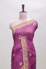 Magenta floral & elephant motifs linen cotton with contrast border and matching blouse