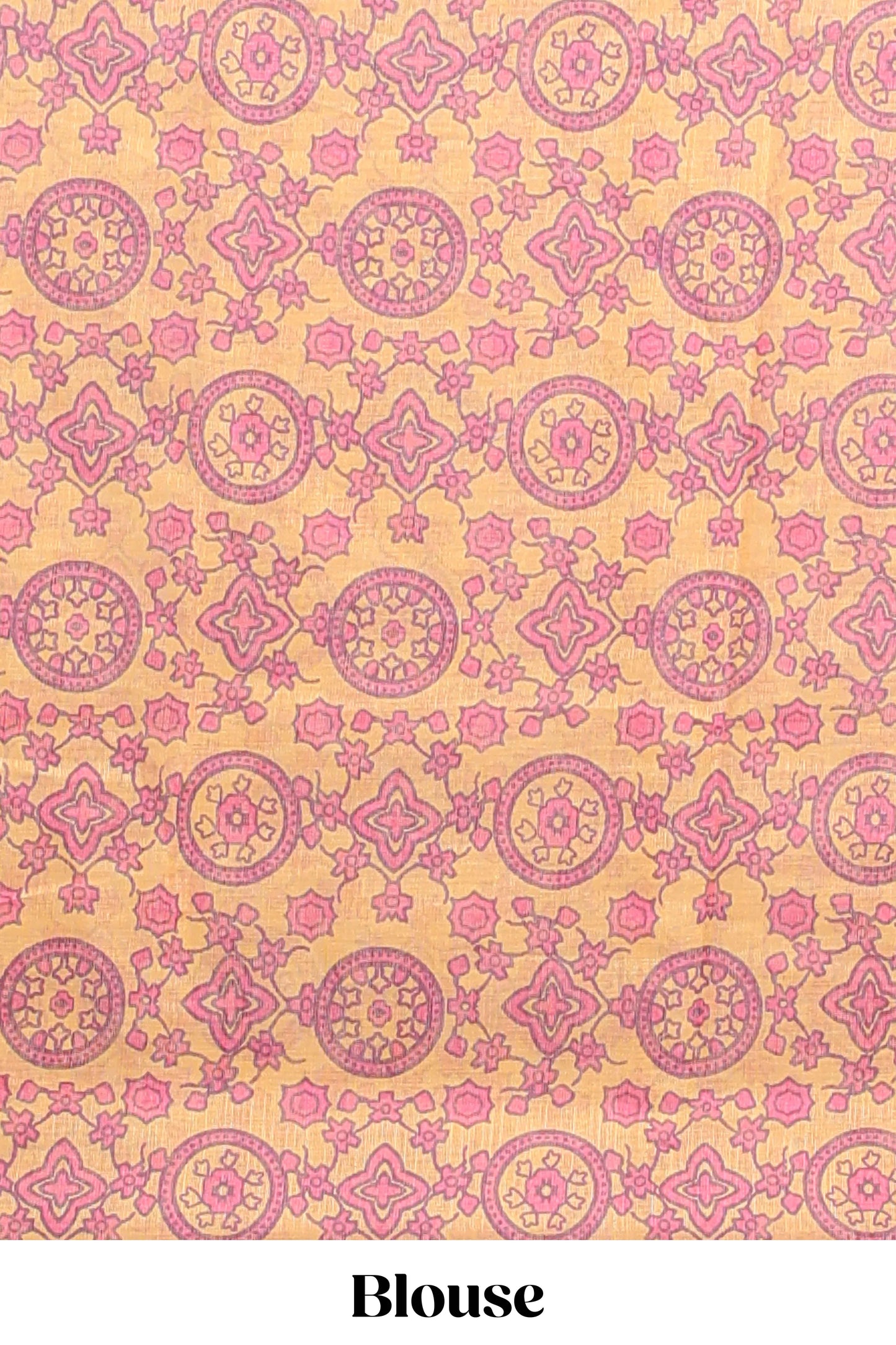Pink shibori design linen cotton saree with contrast zari border and printed blouse