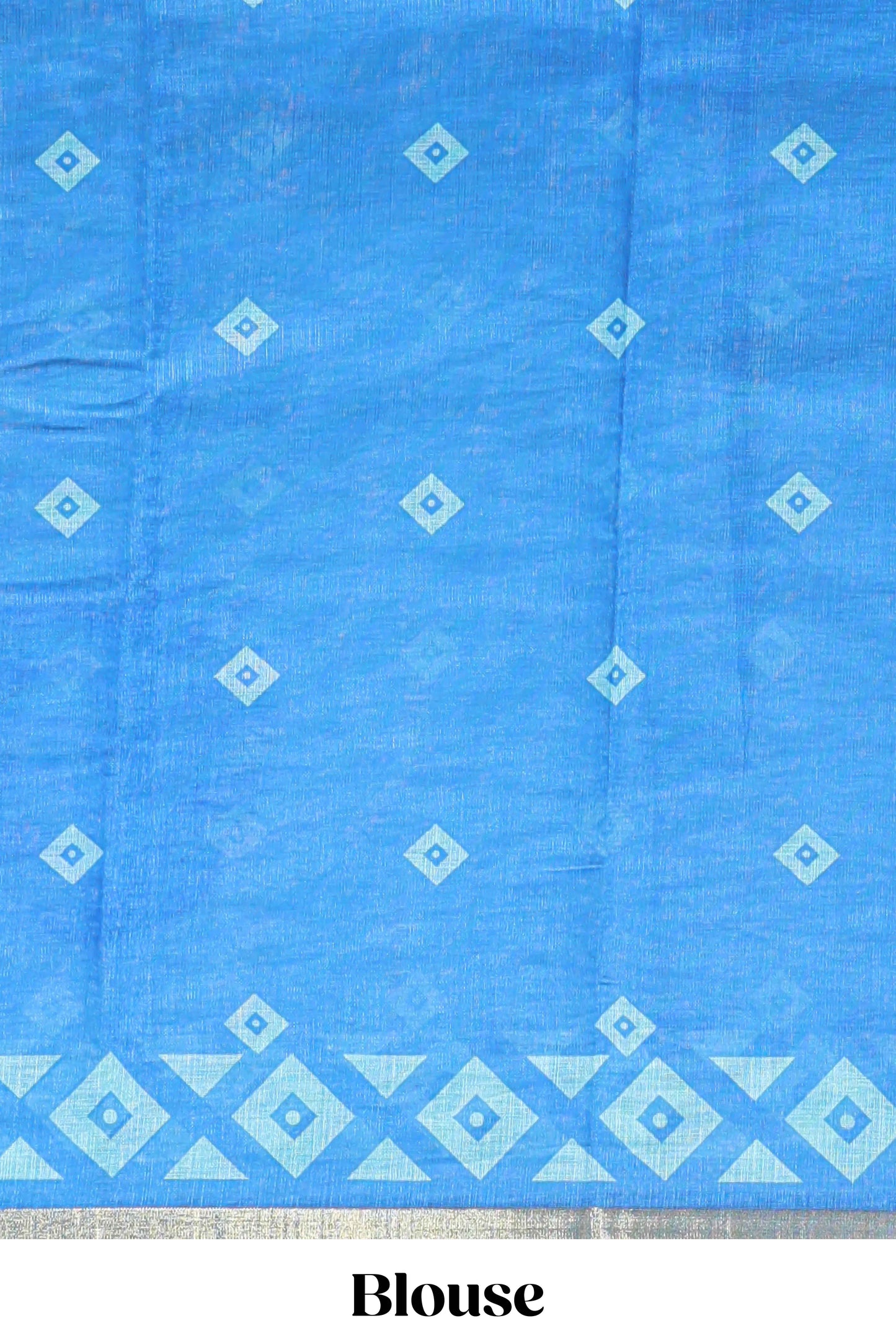 Turquiose green nazar print motifs design linen cotton saree with self zari border and contrast blouse