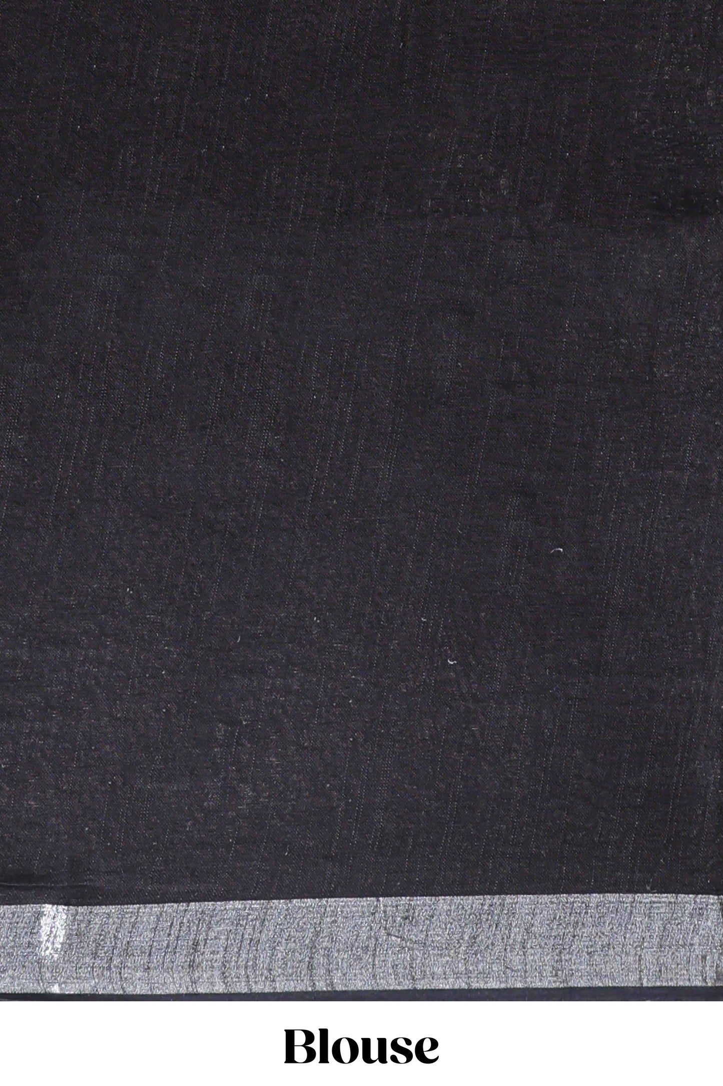 Black floral design linen cotton saree with self zari border and matching plain blouse