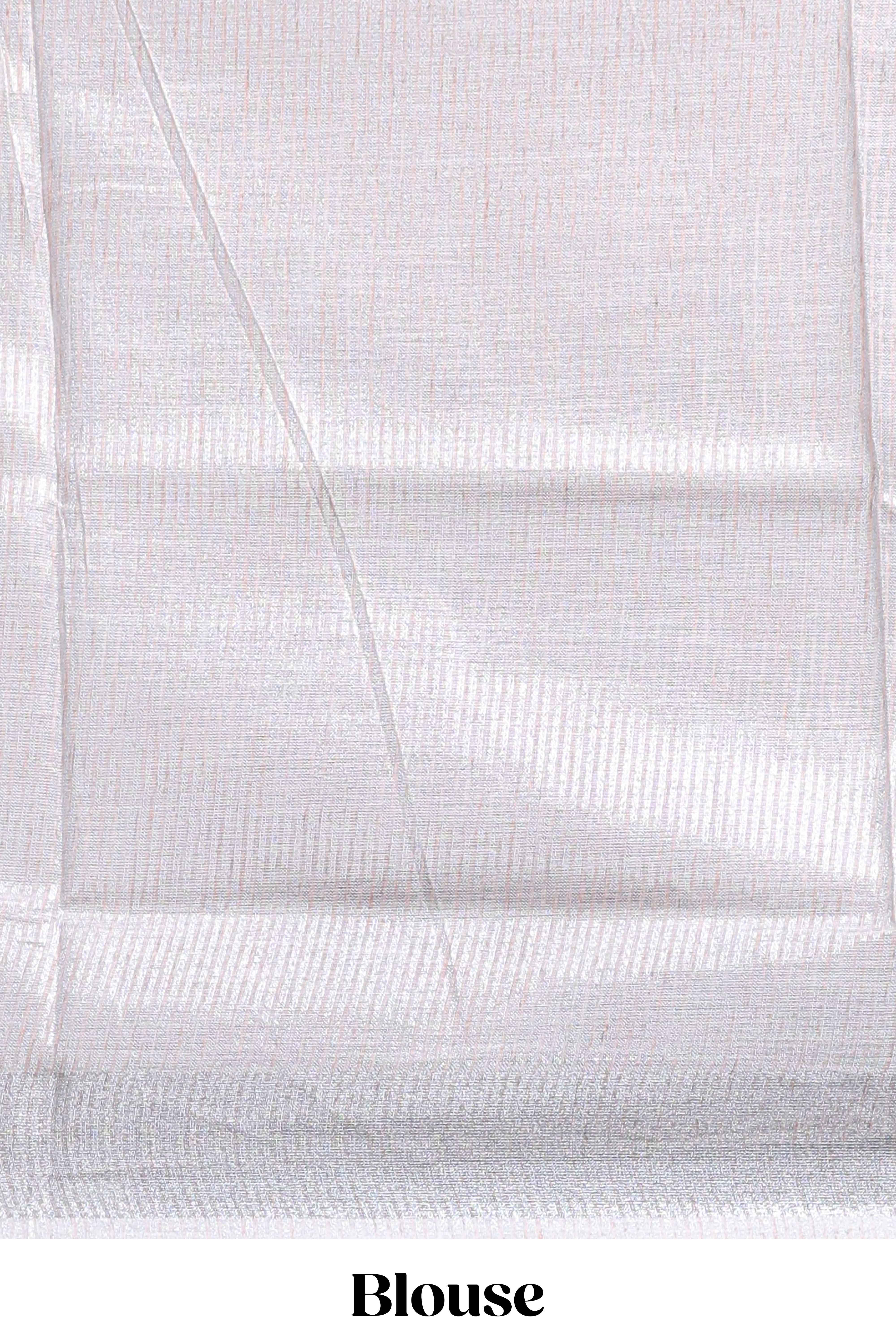 Pink abstract line scribble design linen cotton saree with self zari border and matching plain blouse