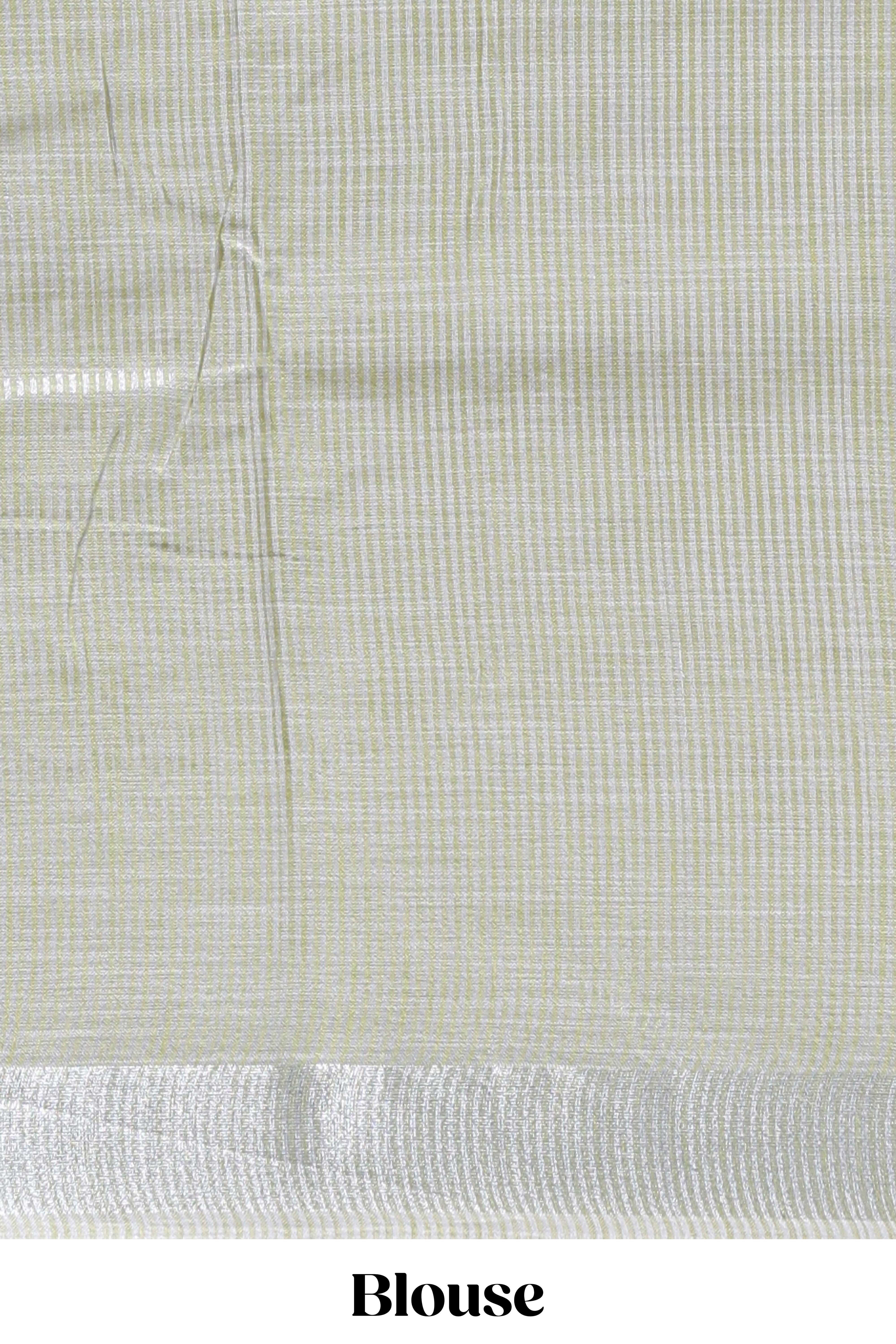 Green embroidery floral design linen cotton saree with self zari border and matching blouse