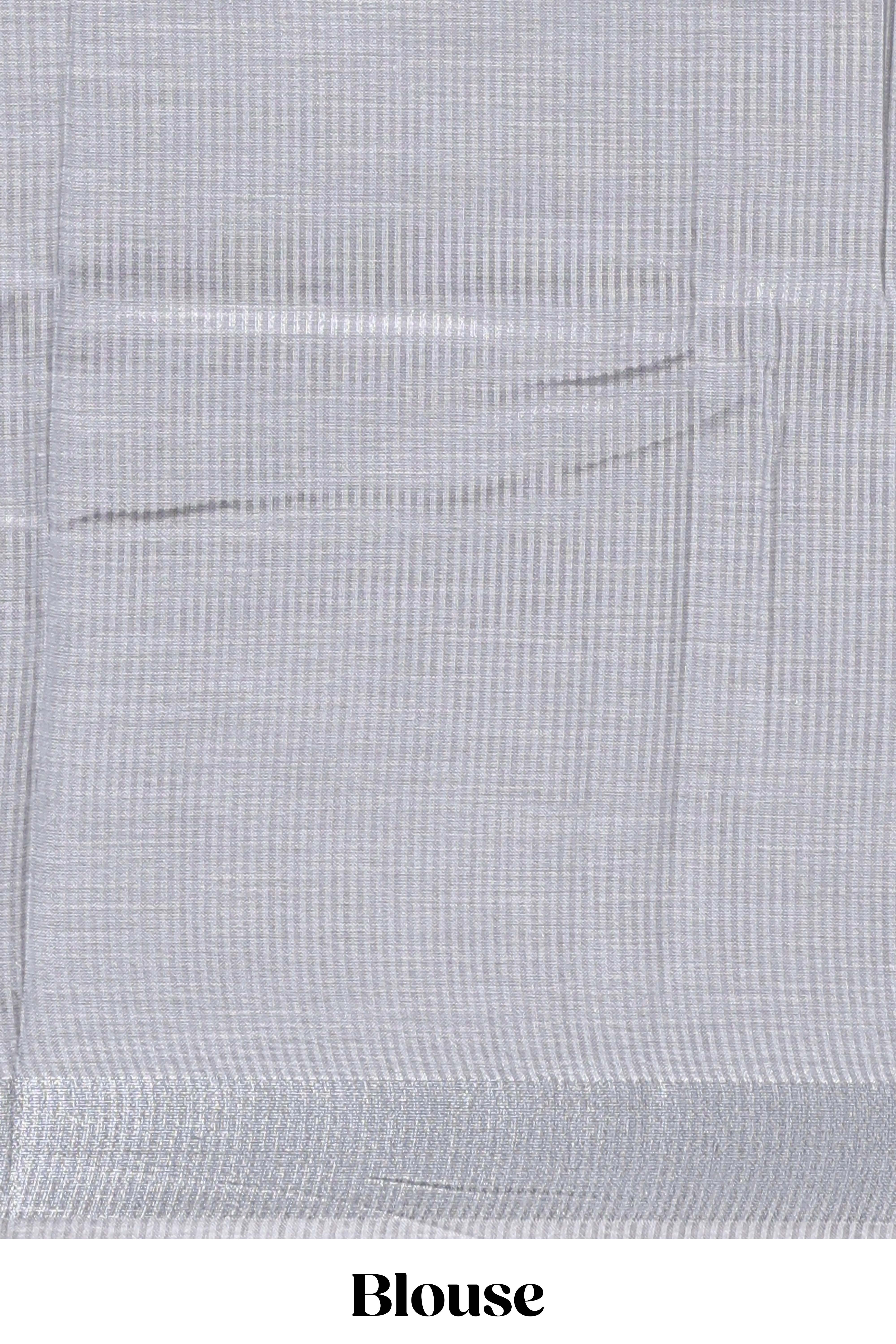 Grey embroidery floral design linen cotton saree with self zari border and matching blouse