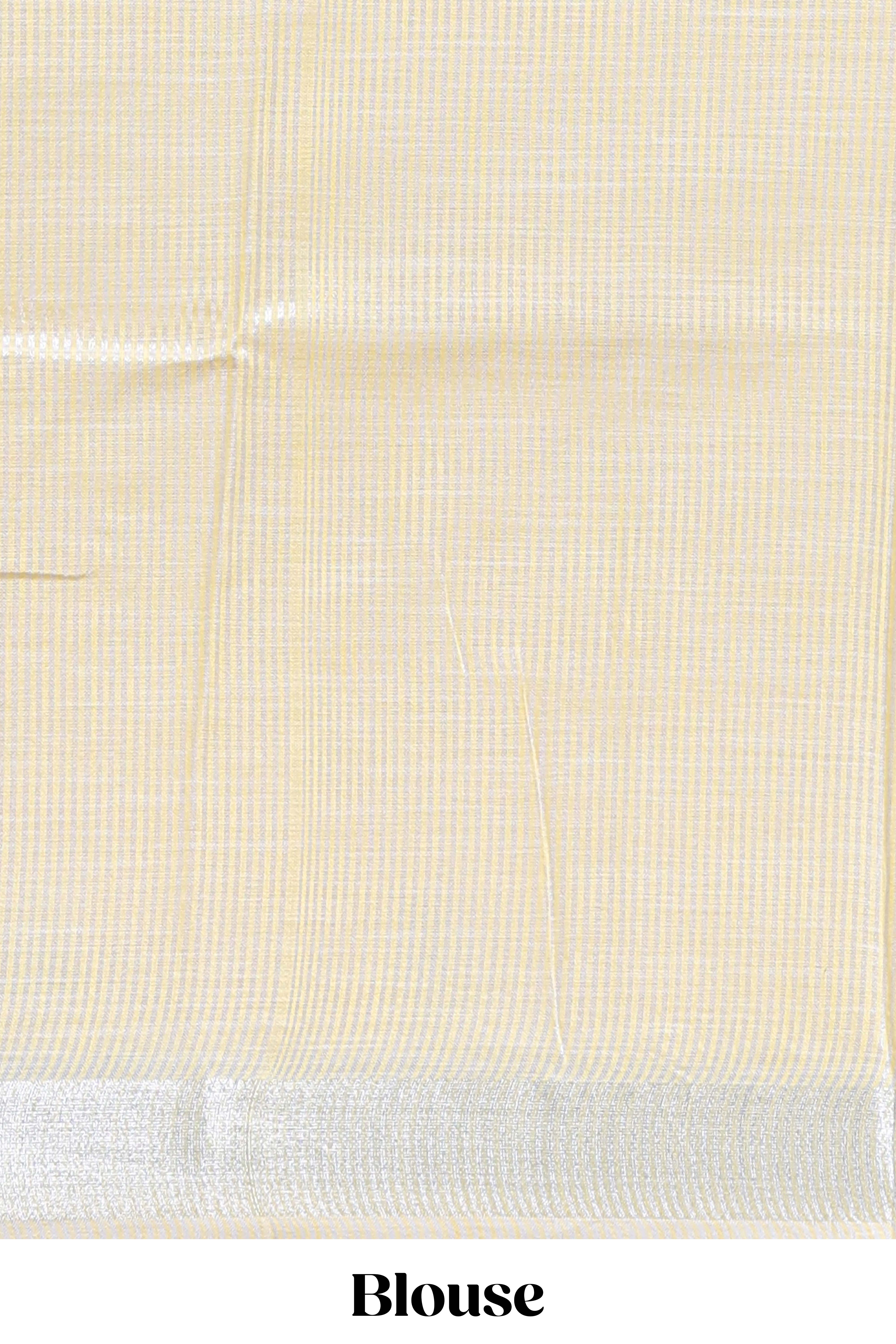 Yellow embroidery floral design linen cotton saree with self zari border and matching blouse