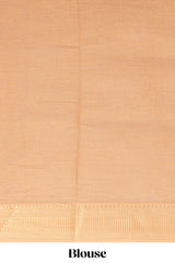 Linen saree with a orange colourfeaturing floral patterns with a contrastfloral printed pallu and zari border with tassel along with contrast blouse