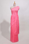 pink with mirror worklinen cotton saree with patch work styleprinted blouse