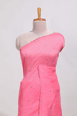 pink with mirror worklinen cotton saree with patch work styleprinted blouse