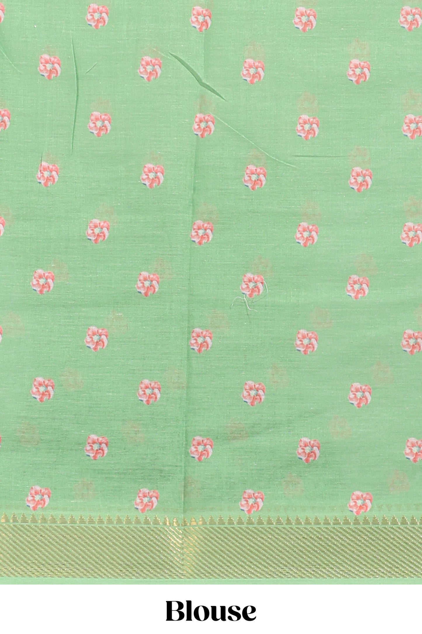 plain linen cotton saree with floral printed border and floral butta printed blouse