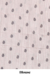 Lavender magenta floral print motifs linen cotton saree with contrast zari border and printed motifs blouse