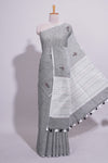 Grey Shade Linen Cotton Saree with Self Border andMatching Plain Blouse