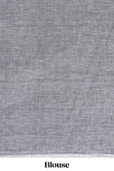 Grey Shade Linen Cotton Saree with Self Border andMatching Plain Blouse