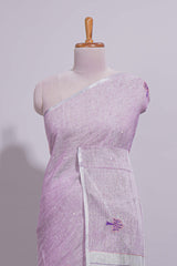 Pink unique motifs design linen cotton saree with self border and plain blouse