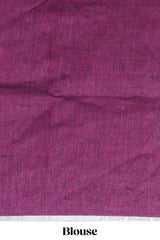 Wine Pink Striped Linen Cotton Saree with Self Border Contrast Pallu and Matching Plain Blouse