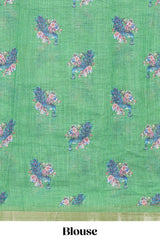 Purple peacock motifs linen cotton saree with contrast border and blouse