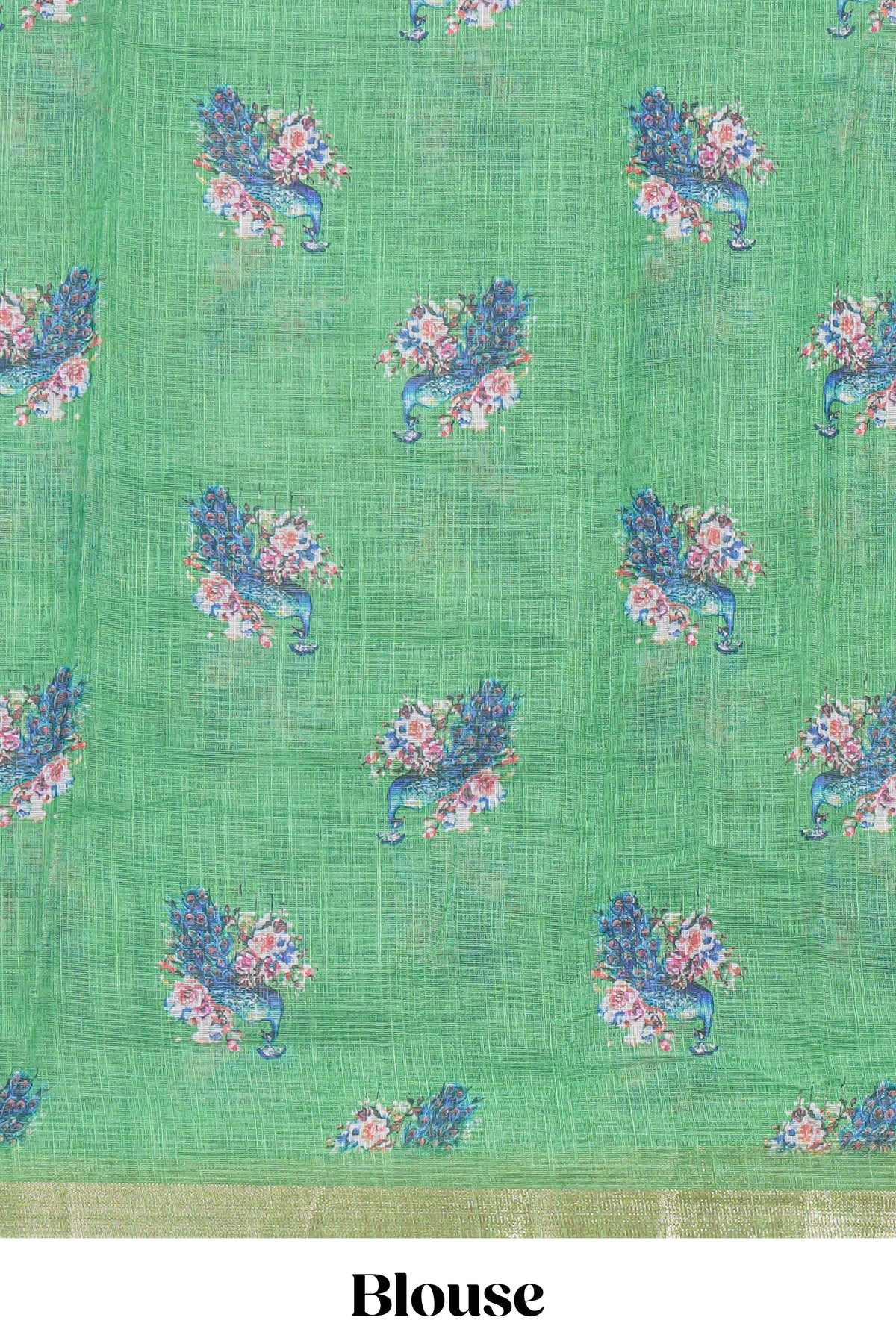 Purple peacock motifs linen cotton saree with contrast border and blouse