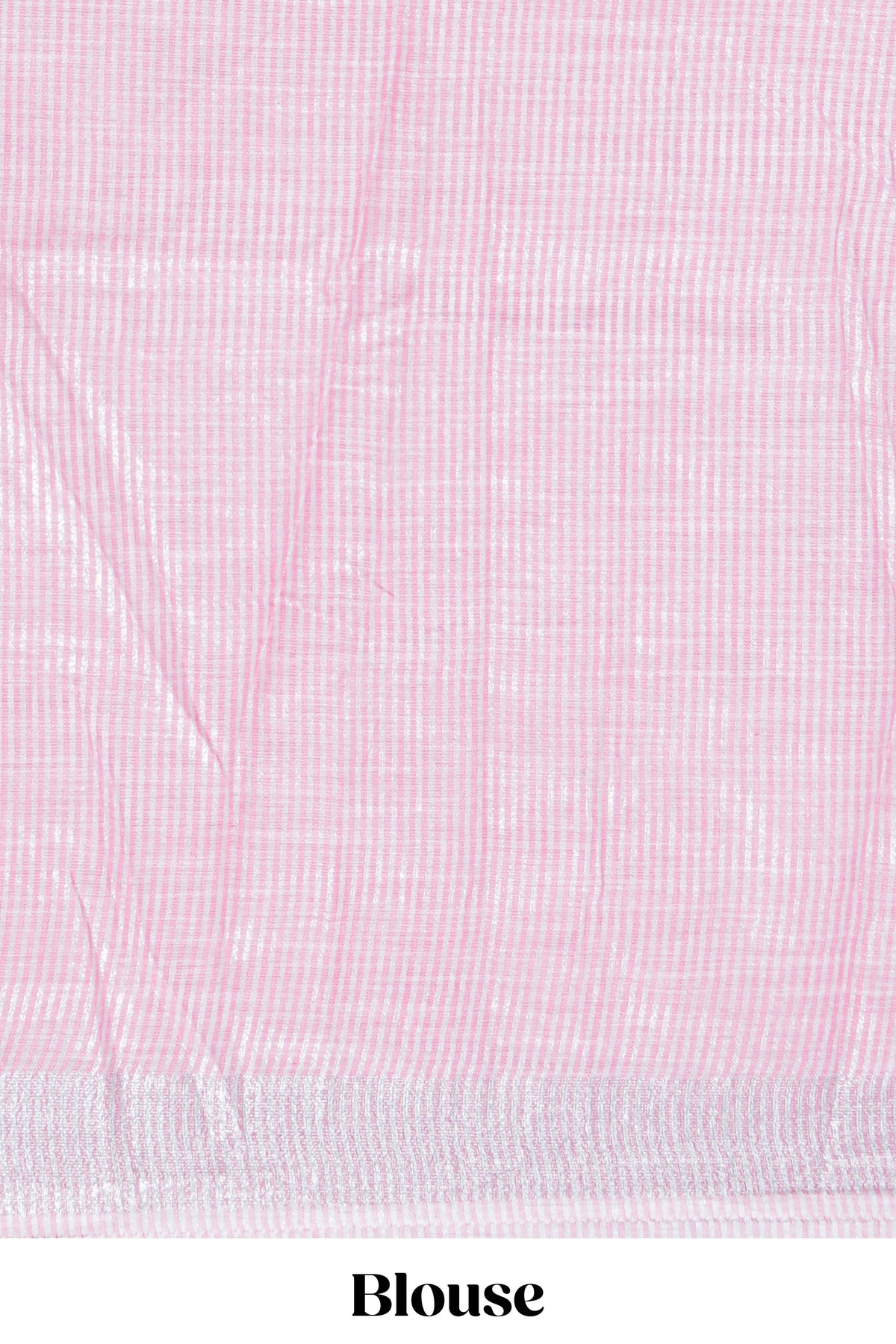 Pink butta designed linen cotton saree with self border and matching blouse