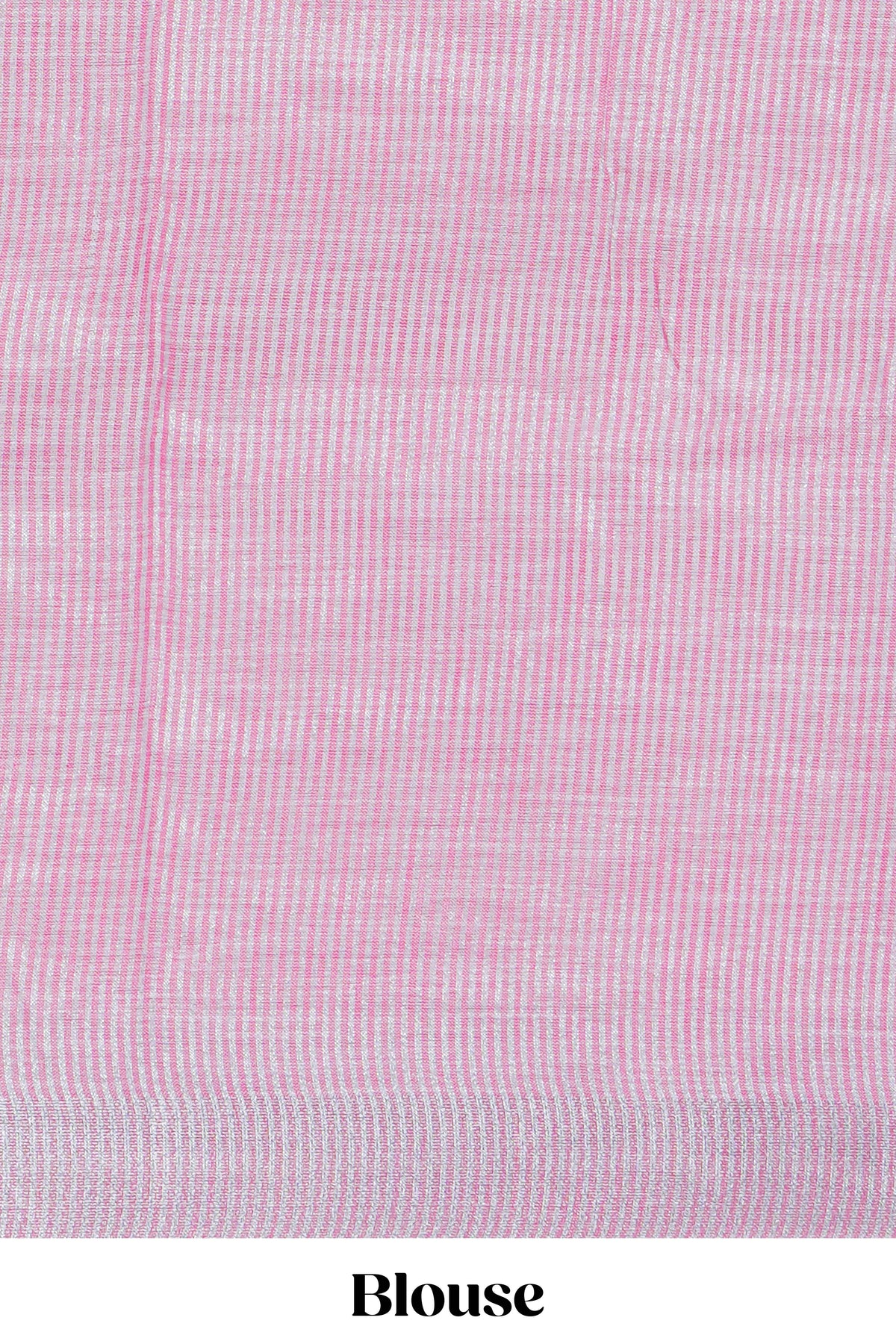 Pink floral designed linen cotton saree with self border and matching blouse