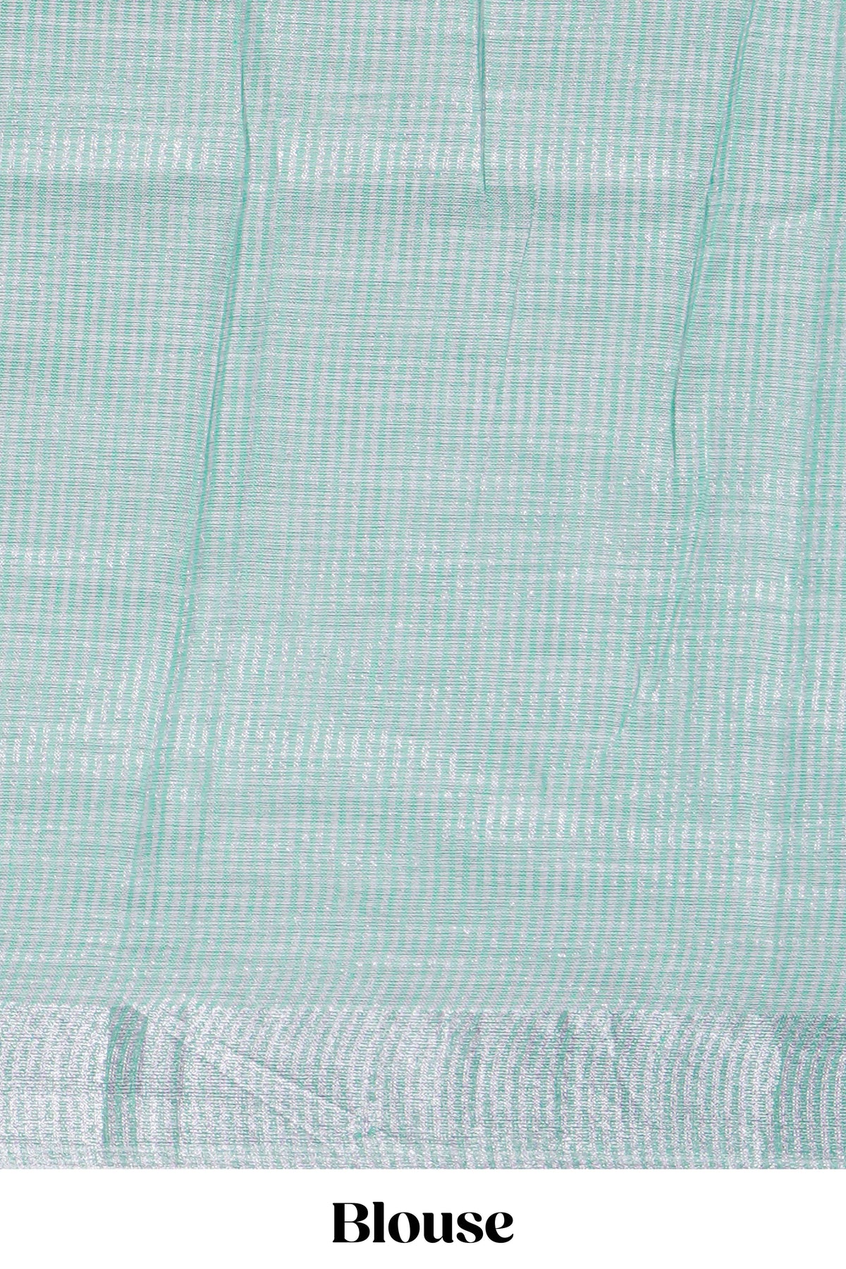 Mint green butta designed linen cotton saree with self zari border and matching blouse
